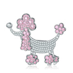 Sterling Silver Dream Poodle Brooch In White Gold Plated