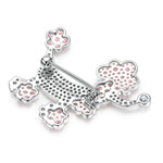 Sterling Silver Dream Poodle Brooch In White Gold Plated