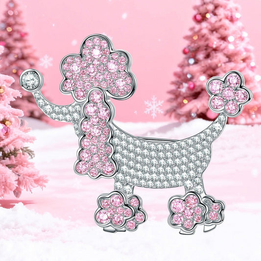 gona- Dream Poodle Tarnish-resistant Silver Brooch In White Gold Plated
