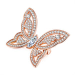 Sterling Silver Iridescent Gold Butterfly Fairness Brooch In Rose Gold Plated