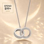Exclusive Gift Offer: Spend $99+ in a Single Purchase to Get This Interlocking Double Circles Pavé Crystal Pendant Necklace in White Gold Plated for FREE (Ships With Order, No Need to Add to Cart)