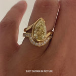1.03 ct Pear Lab-Grown Fancy Intense Yellow Diamond Engagement Ring with Bypass Setting Tarnish-resistant Silver In 14K Gold Plated (Includes IGI Certification from International Gemological Institute)