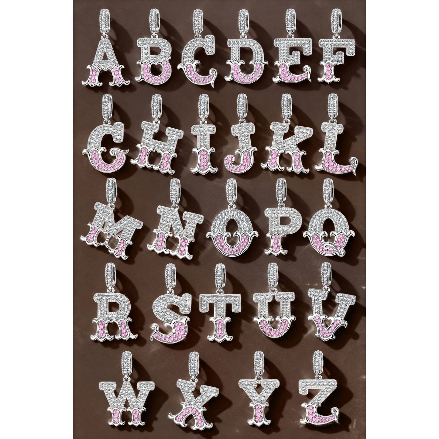 Letter N Tarnish-resistant Silver Dangle Charms In White Gold Plated