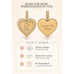 Personalized Heart Dangle Charms Pendant In 14K Gold Plated — Choose Your Design and Add Your Personal Message