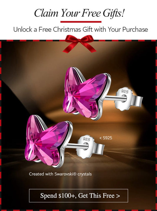 gona- Christmas Exclusive: Spend Over $100 In A Single Purchase To Get This Sterling Silver Purple Butterfly Earrings In White Gold Plated For FREE - (Ships With Order, No Need To Add To Cart)
