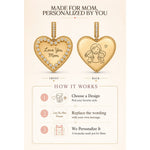 Personalized Heart Dangle Charms Pendant In 14K Gold Plated — Choose Your Design and Add Your Personal Message