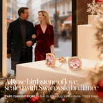 Sterling Silver Cherry Blossom Jewel Charm Necklace and Earrings Set In 14K Gold Plated - Created With SWAROVSKI® Crystals