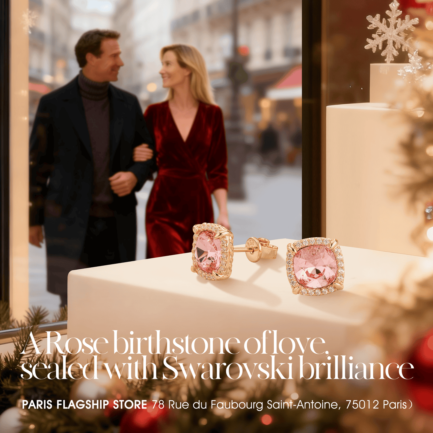 Sterling Silver Cherry Blossom Jewel Earrings In 14K Gold Plated -Created With SWAROVSKI® Crystals