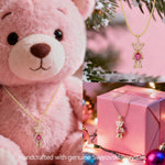 Forever Teddy Bear Pendant Tarnish-resistant Silver Pearl Necklace In 14K Gold Plated -Created With SWAROVSKI® Crystals