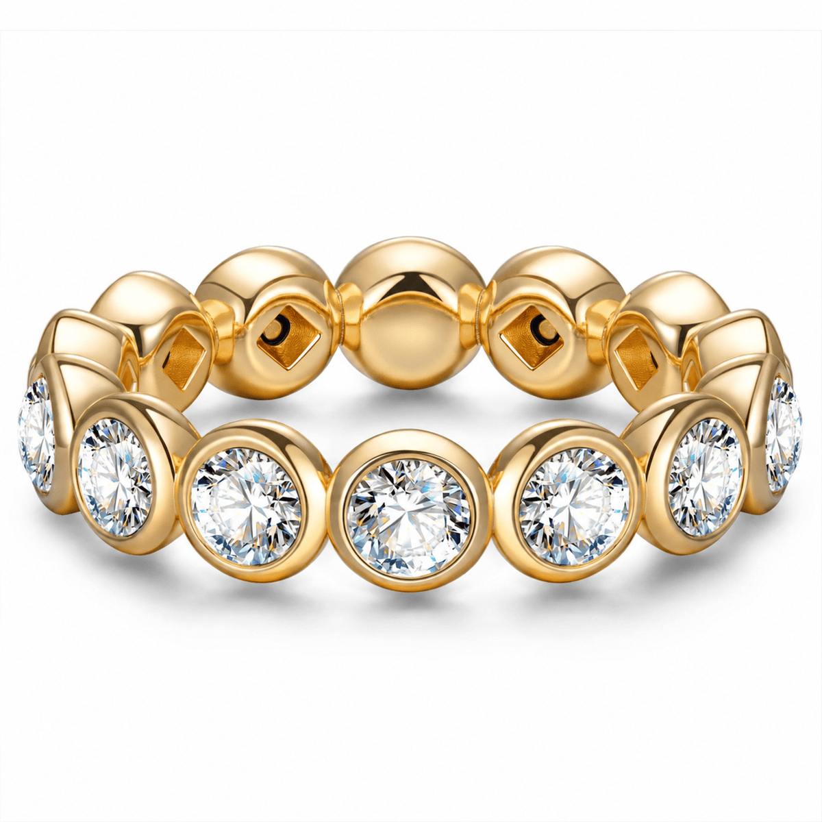 Created With Swarovski® Crystals - Round Brilliant Cut Eternity Ring 14K Yellow Gold Plated