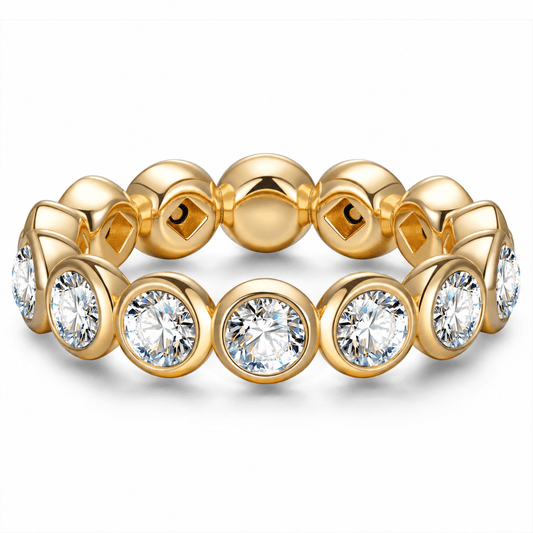 gon- Created With Swarovski® Crystals - Round Brilliant Cut Eternity Ring 14K Yellow Gold Plated