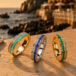 Lab-Certified Paraiba Eternity Band in 14K Gold Plated Tarnish-Resistant Silver (Includes GRC Certification from Gemstone Research Center)