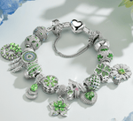 Sterling Silver Verdant Spring Reverie Charms Bracelet Set In White Gold Plated (Includes bracelet and all charms shown)