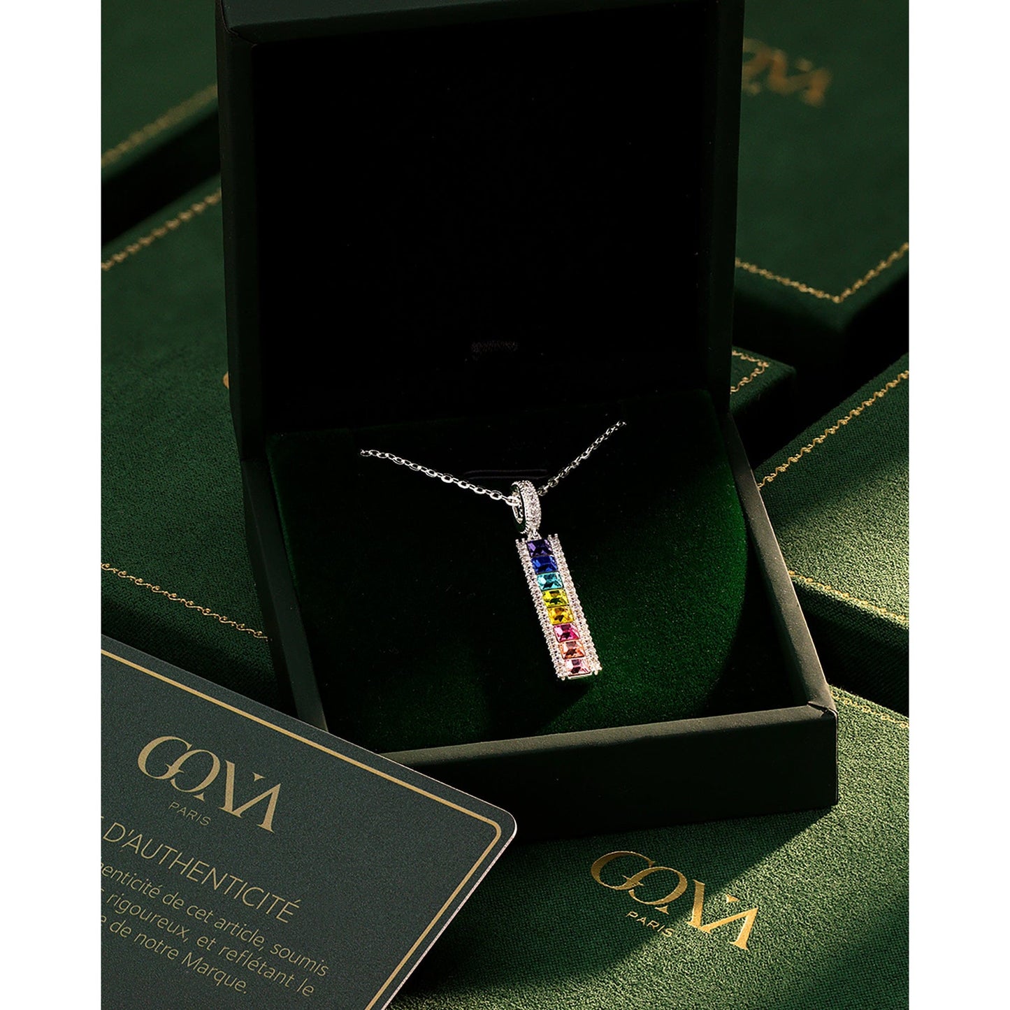 Sterling Silver Kaleidoscope Dream Charm Necklace In White Gold Plated -  Handcrafted with Swarovski® Crystals