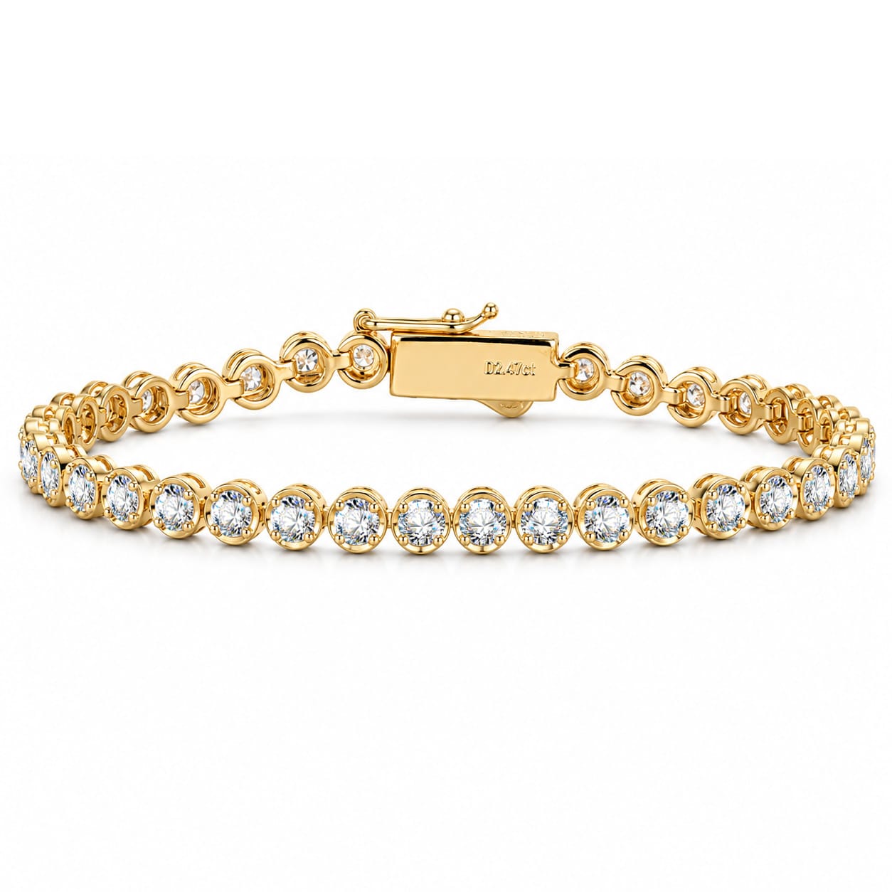 3.12 CT.TW Lab-Grown Diamond Tennis Bracelet in Gold-Tone Tarnish-Resistant Silver, 7.9 in