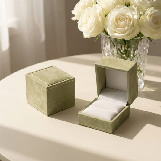 gona- Featured Packaging Upgrade: Olive Velvet Ring Box