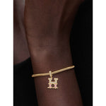 Letter H Tarnish-resistant Silver Dangle Charms In 14K Gold Plated