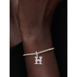 Letter H Tarnish-resistant Silver Dangle Charms In White Gold Plated