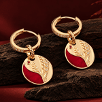 Sterling Silver JAPONICA REVERIE Golden Harvest Enamel Charm Hoop Earrings with 14K Gold Plating