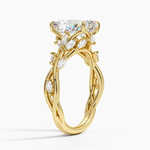 Secret Garden · 2.0 CT Emerald-Cut Lab-Grown Diamond Ring with Vine Leaf Accent Band & Claw Setting in Solid 14K Yellow Gold · (Includes IGI Certification from International Gemological Institute)