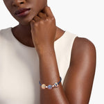 Sterling Silver Blue Leather Butterfly Dance Charms Bracelet Set In 14K Gold Plated (Includes bracelet and all charms shown)