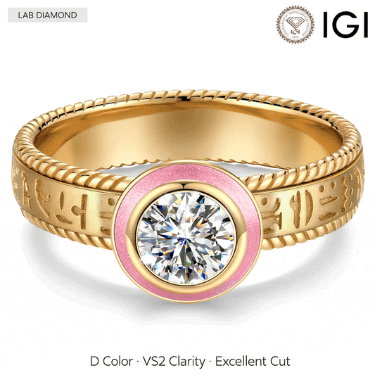 gona- IGI Certified Lab-Grown Round Brilliant Cut Diamond - Solitaire Classic Engagement Ring 14K Yellow Gold Plated (Includes IGI Certification from International Gemological Institute)