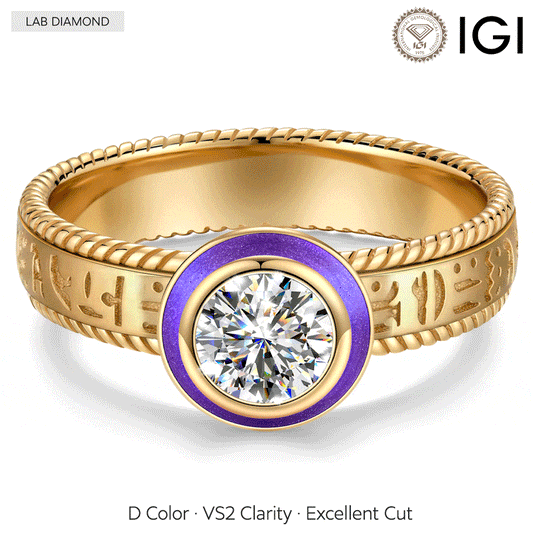 gona- IGI Certified Lab-Grown Round Brilliant Cut Diamond - Solitaire Classic Engagement Ring 14K Yellow Gold Plated (Includes IGI Certification from International Gemological Institute)