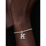Letter K Tarnish-resistant Silver Dangle Charms In White Gold Plated