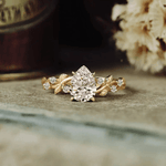 Enchanted Vine · 2.0 CT Pear Lab-Grown Diamond Engagement Ring with Leaf & Vine Accent Band in Solid 14K Yellow Gold · (Includes IGI Certification from International Gemological Institute)