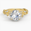 Secret Garden · 2.0 CT Round Lab-Grown Diamond Ring with Vine Leaf Accent Band & Claw Setting in Solid 14K Yellow Gold · (Includes IGI Certification from International Gemological Institute)