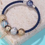 Sterling Silver Soccer Legend Charms Bracelet Set With Enamel, Featuring Dual Plating in 14K Gold and White Gold (Includes bracelet and all charms shown)