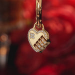 Customizable Engraving Heartbound Love Tarnish-resistant Silver Dangle Charms In 14K Gold Plated