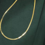 Sterling Silver 3.2mm Flat Snake Chain Necklace In 14K Gold Plated