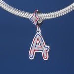 Sterling Silver I Love Paris - Letter A Charms With Enamel In White Gold Plated
