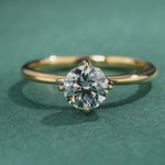 IGI Certified Lab-Grown Round Brilliant Cut Diamond - Hidden Halo Classic Engagement Ring 14K Yellow Gold Plated (Includes IGI Certification from International Gemological Institute)