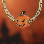 Luminous Orange Pumpkin Man Tarnish-resistant Silver Charms With Enamel In 14K Gold Plated