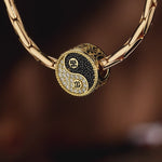 Natural Malachite Galactic Duality Tarnish-resistant Silver Charms In 14K Gold Plated