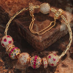 Sterling Silver Enchanted Dance Charms Bracelet Set In 14K Gold Plated (Includes bracelet and all charms shown)