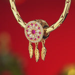 Colorful Dreamcatcher Tarnish-resistant Silver Dangle Charms In 14K Gold Plated