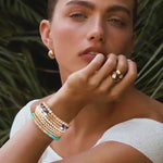 Boundless Loops Handcrafted Bracelet in Natural Black Onyx, Set in Tarnish-Resistant Silver with 14K Gold Finish