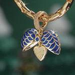 Blue Surprising Love Tarnish-resistant Silver Dangle Charms With Enamel In 14K Gold Plated