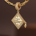 Customizable Engraving Congrats on Graduating Tarnish-resistant Silver Dangle Charms In 14K Gold Plated