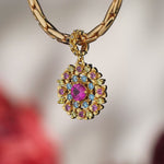 Mandala Dangle Charm with Hot Pink Sapphire Vintage Multicolor Gemstone Accents · 14K Gold-Plated Tarnish-Resistant Silver