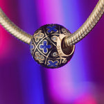 Blue Cha-cha-cha Tarnish-resistant Silver Charms With Enamel In 14K Gold Plated