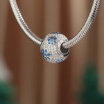 Sterling Silver Blue Ice Charms With Enamel In White Gold Plated