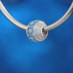 Snowflake Seascape Tarnish-resistant Silver Charms In White Gold Plated