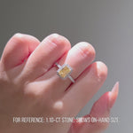 Sunlit Halo - 1.1 ct Radiant Cut Lab-Grown Fancy Vivid Yellow Diamond Ring with Diamond Halo In Tarnish-resistant Silver (Includes IGI Certification from International Gemological Institute)