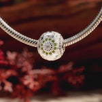 Jade Harmony Flower Tarnish-resistant Silver Charms In White Gold Plated