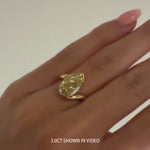 1.03 ct Pear Lab-Grown Fancy Intense Yellow Diamond Engagement Ring with Bypass Setting Tarnish-resistant Silver In 14K Gold Plated (Includes IGI Certification from International Gemological Institute)