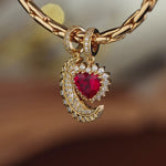 Moon's Cradle Tarnish-resistant Silver Dangle Charms In 14K Gold Plated